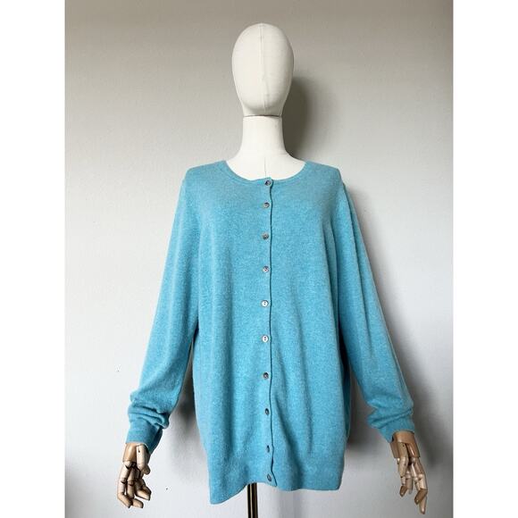 Boden Size XL Women’s 100% Cashmere Button Up Cardigan Sweater Turquoise - Picture 4 of 16